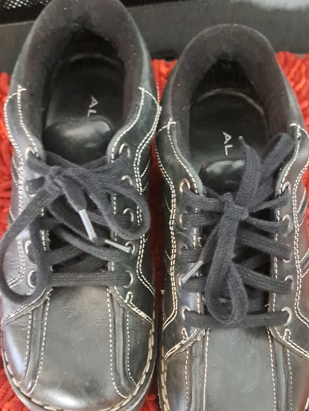 Aldo Black Leather Lace-Up Sneakers with White Contrast Stitching